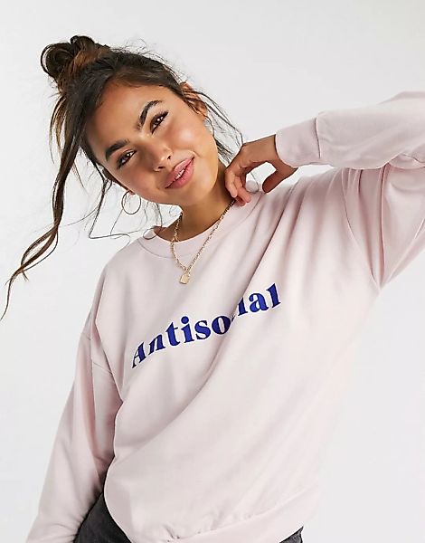 Skinny Dip – Trainings-Sweatshirt mit Schriftzug in Rosa günstig online kaufen