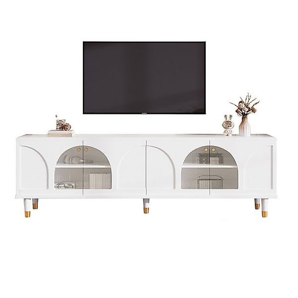 Gotagee TV-Schrank Beistellschrank Glastüren 4 Türen Lowboard-TV-Möbel Wohn günstig online kaufen