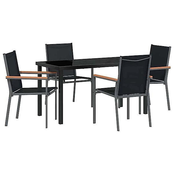vidaXL 5-Teilige Garten-Essgruppe in Schwarz aus Textilene und Stahl 337908 günstig online kaufen