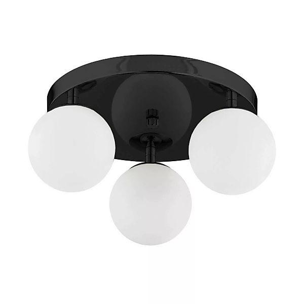 Deckenlampe Fatis Opalglas/schwarz 3-flammig rund günstig online kaufen