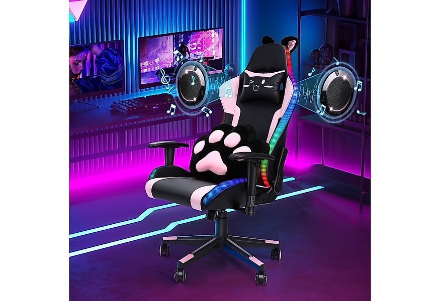 HomeMiYN Gaming Chair Gaming Stuhl Lautsprechern LED-Leuchten ergonomischer günstig online kaufen
