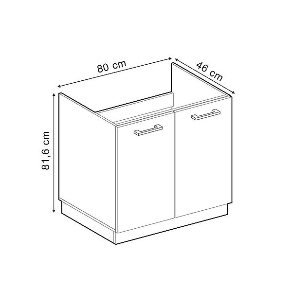 Vicco Spülenunterschrank R-Line, Blau-Grau/Anthrazit, 80 cm günstig online kaufen