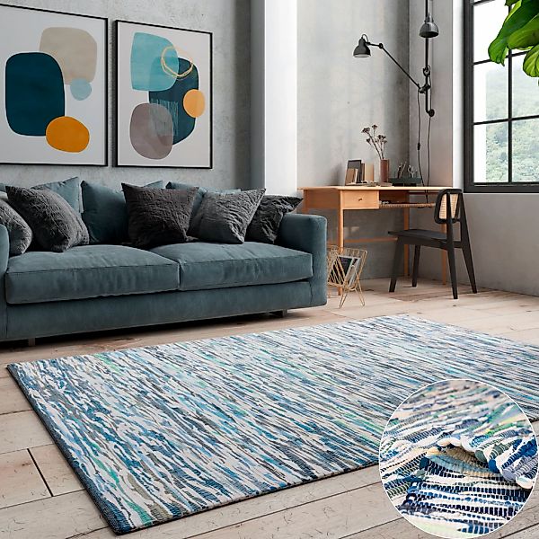 OTTO home Teppich "Bente" rechteckig 10 mm Höhe Handweb Teppich, 90% Baumwo günstig online kaufen