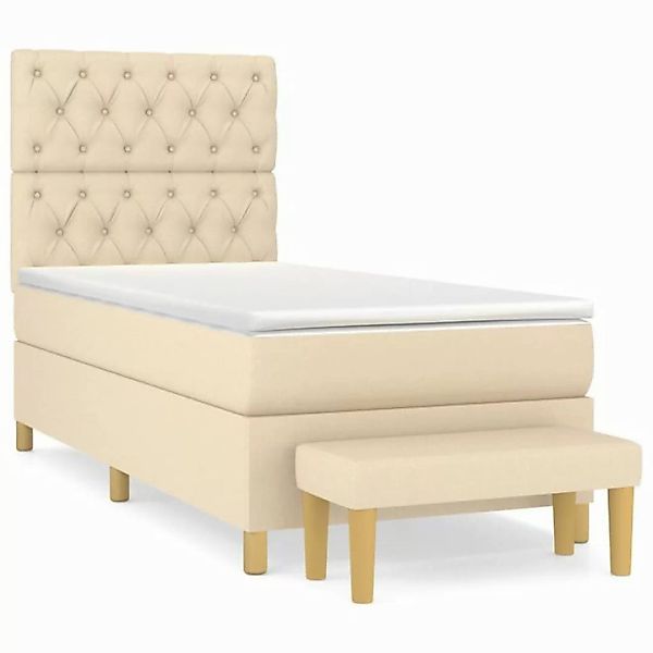 vidaXL Bett Boxspringbett mit Matratze Creme 80x200 cm Stoff günstig online kaufen