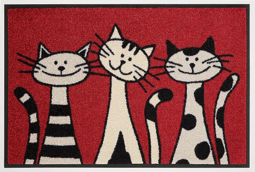 wash+dry by Kleen-Tex Fußmatte "Three Cats" rechteckig 9 mm Höhe Schmutzfan günstig online kaufen