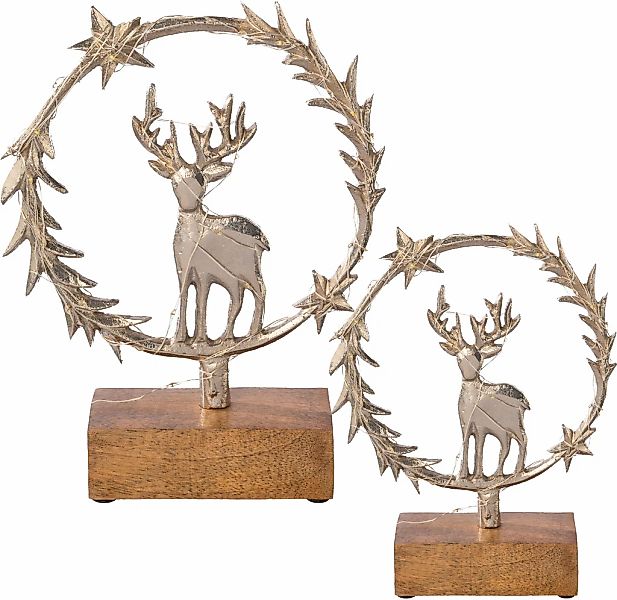 Creativ deco Dekofigur "LUMEN, Deko-Objekt Kranz mit Hirsch", Weihnachtsdek günstig online kaufen