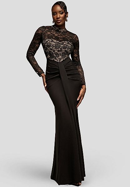 Goddiva Maxikleid Lace High Neck Sheer Bodice Long Sleeve Maxi Dress langes günstig online kaufen