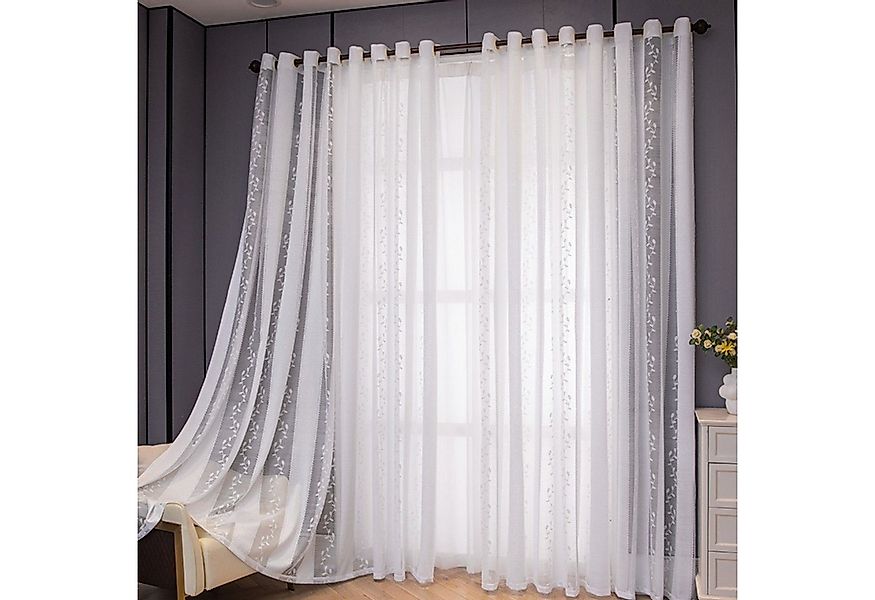 BYSURE Gardine (2 St), Ösen, halbtransparent, polyester, Blattstickerei Gar günstig online kaufen