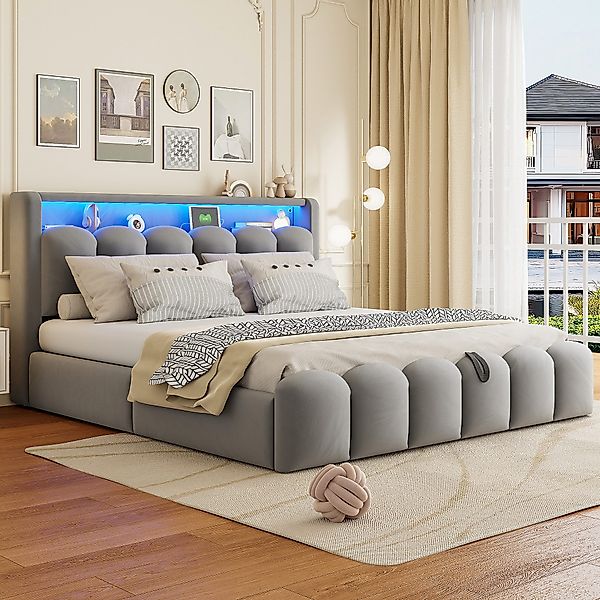 STILVORA Polsterbett 180×200 mit Bettkasten,Jugendbett Stauraumbett günstig online kaufen