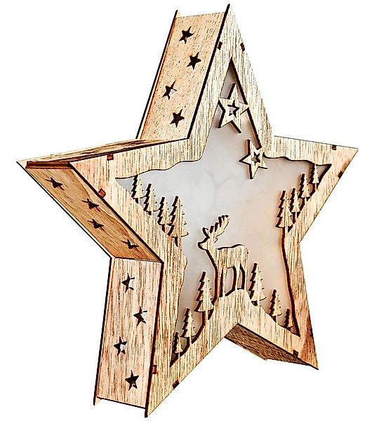 Bambelaa! LED Dekolicht Weihnachtsstern Holz Hologramm LED Dekoration batte günstig online kaufen