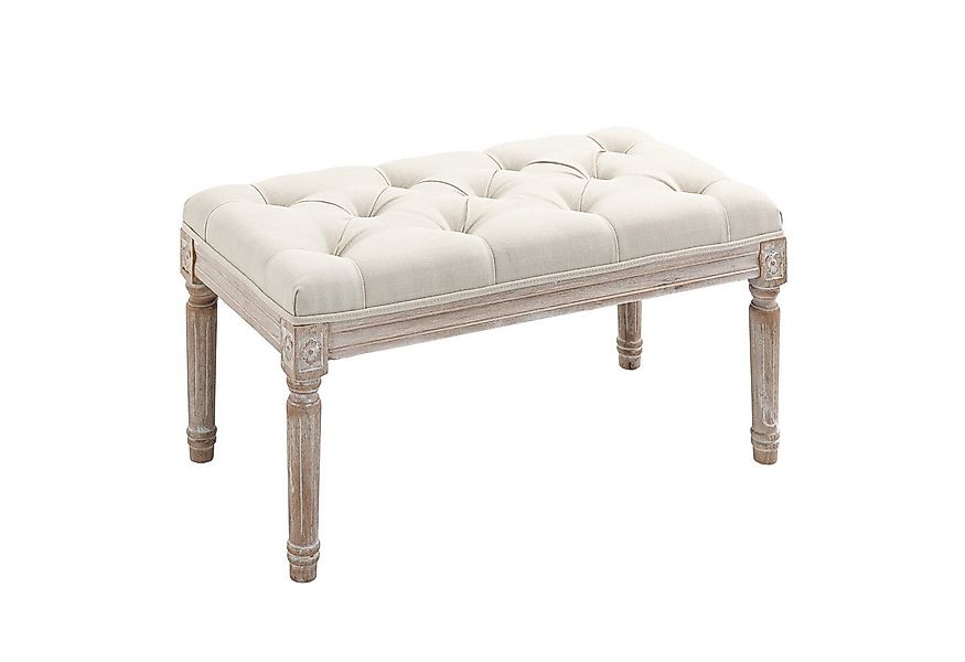 HOMCOM Fußhocker mit Leinenoptik, gepolstertem Sitz, Holzbein (Sitzhocker, günstig online kaufen