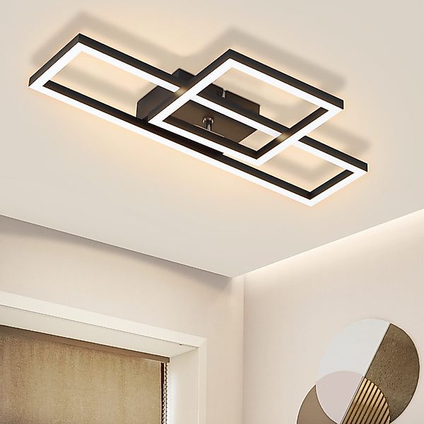 Nettlife LED Deckenleuchte Schwarz/Weiß Eckig Wohnzimmer günstig online kaufen