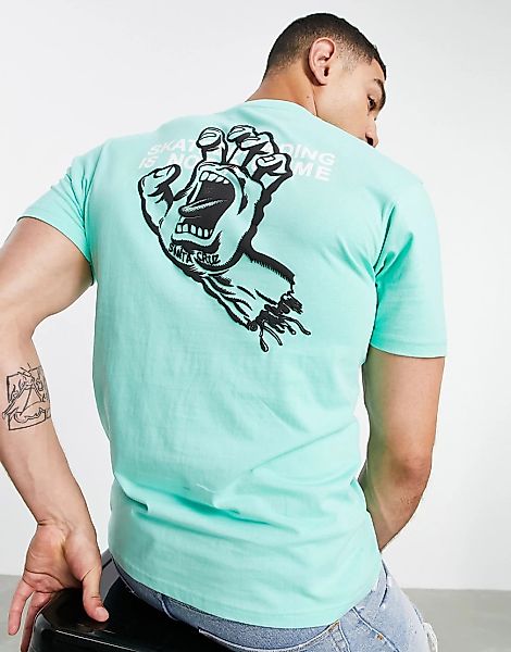 Santa Cruz – T-Shirt in Grün mit „Crime“- und Hand-Print günstig online kaufen