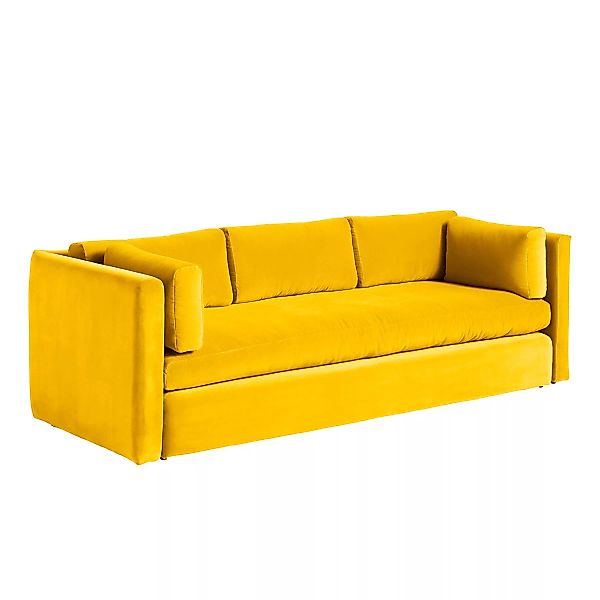 HAY - Hackney 3-Sitzer Sofa Samt - gelb/Bezug Stoff Lola /BxHxT 254x75x96cm günstig online kaufen