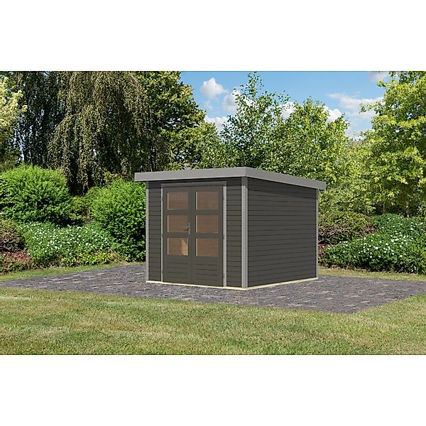 Karibu Gartenhaus Diego 3,5 B Terragrau/Graualuminium 209 x 238 x 242 cm günstig online kaufen