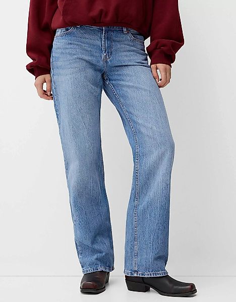 Bershka Straight Fit Jeans Damen 40 Ausgewaschenes Blau günstig online kaufen