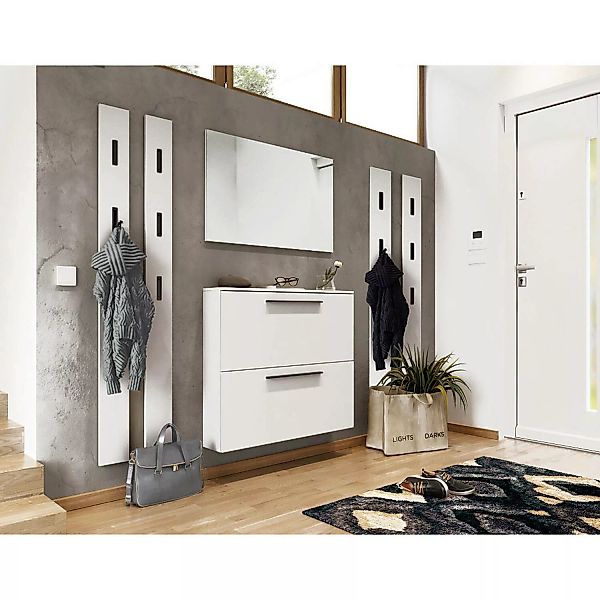 Lomadox Garderoben Komplett-Set mit 100cm Schuhschrank, Spiegel, 4 Paneele günstig online kaufen