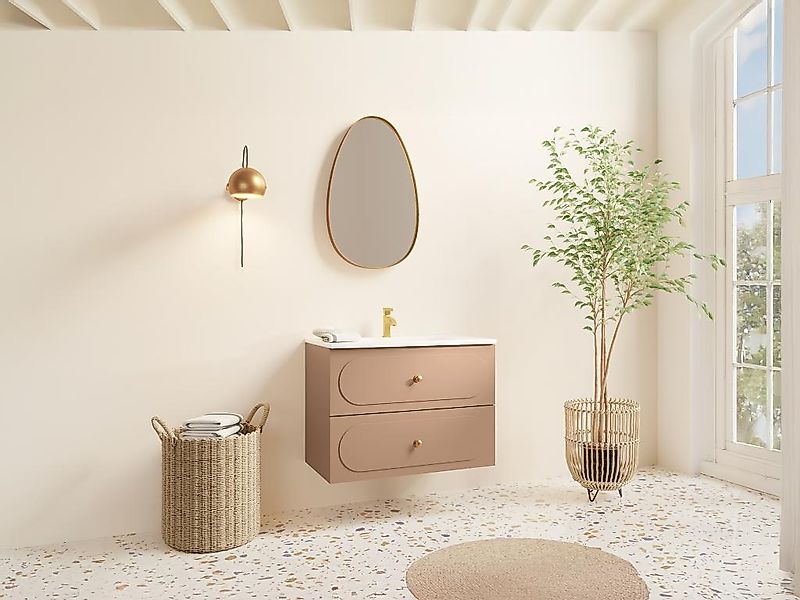 Badezimmermöbel hängend mit Einbauwaschbecken - Altrosa - 80 cm - SATOBAL günstig online kaufen