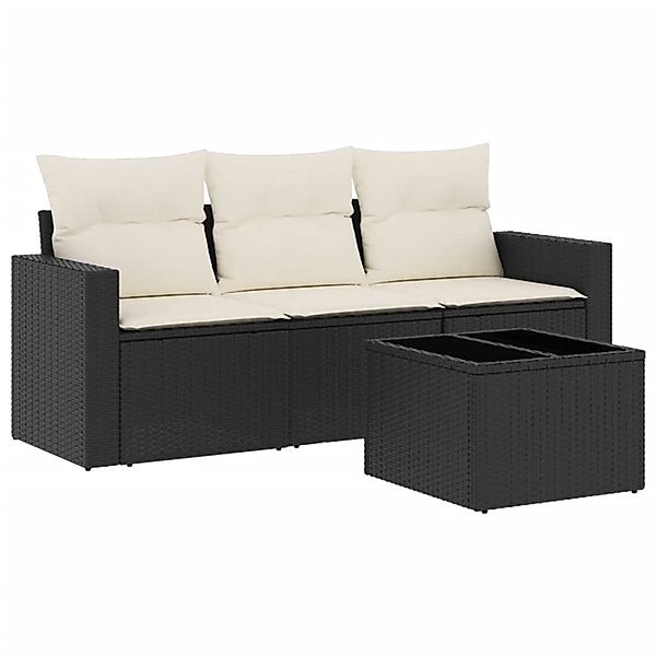 vidaXL 4-tlg Garten-Sofagarnitur mit Kissen Schwarz Poly Rattan Modell 19 günstig online kaufen