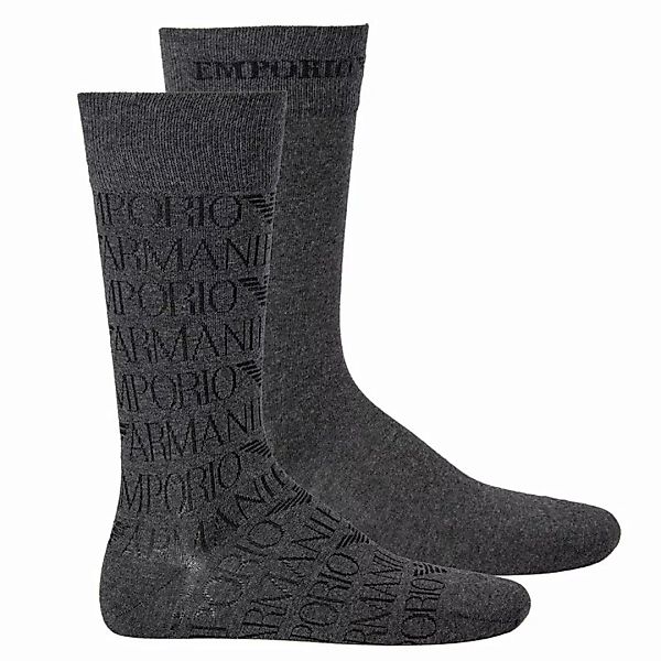 EMPORIO ARMANI Herren Socken, 2 Paar - Logodruck, One Size (39-46) Grau günstig online kaufen
