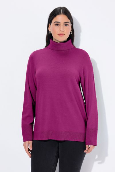 Ulla Popken Strickpullover Rollkragenpullover breite Rippbündchen günstig online kaufen