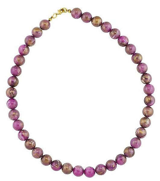 unbespielt Collier Kette Kunststoffperlen rund lila-marmoriert 55 cm, Modes günstig online kaufen