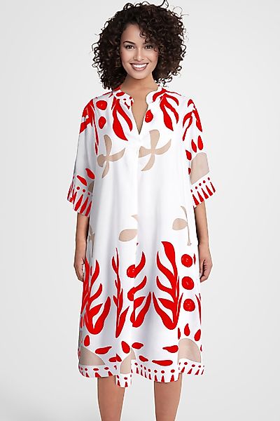 PEKIVESSA Sommerkleid Weites Blusenkleid wadenlang kurzarm günstig online kaufen