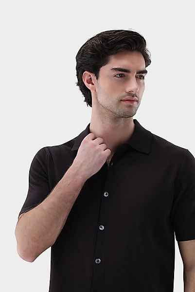 Strickhemd mit kurzarm aus Air Cotton günstig online kaufen