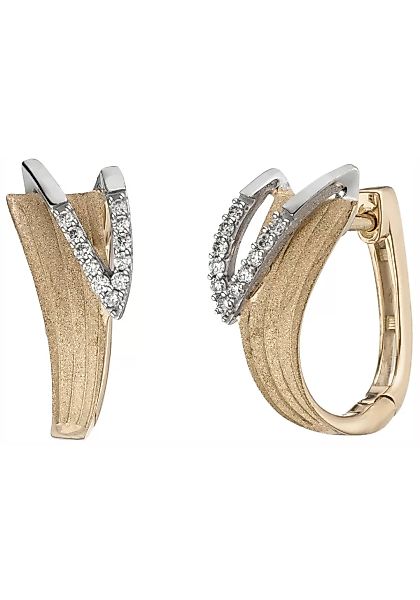 JOBO Paar Creolen, 585 Gold bicolor mit 22 Diamanten günstig online kaufen