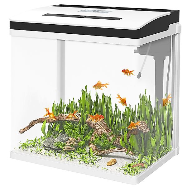 PawHut Aquarium aus Glas mit Filter, Deckel und LED-Licht für Fische, Fassu günstig online kaufen