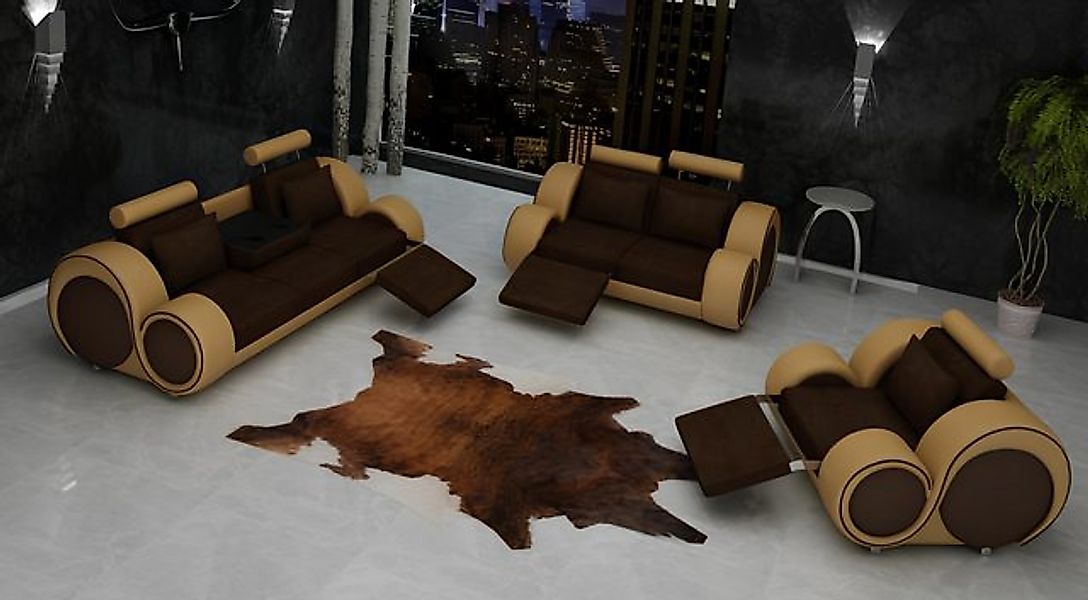 JVmoebel Sofa DESIGNER SOFA SOFAGARNITUR 3/2/1 SITZER RELAX COUCH POLSTERGA günstig online kaufen