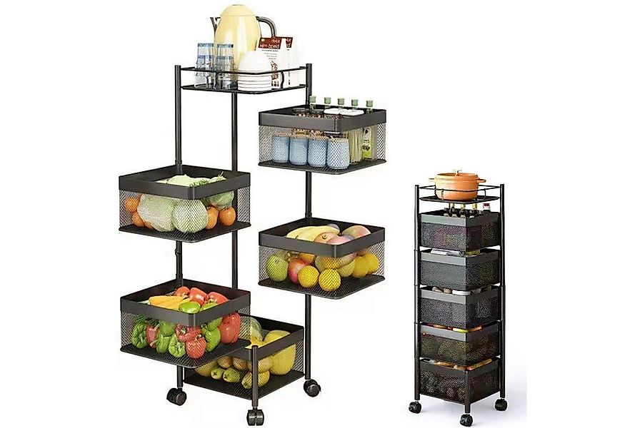 Refined Living Küchenwagen 5 Ebenen Rollwagen Eckig mit Rollen Küchenregal günstig online kaufen