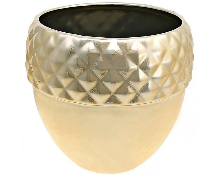 Viana Übertopf Übertopf Keramik Eichel Golden Weihnachtsdeko Ø18cm H16,5cm günstig online kaufen