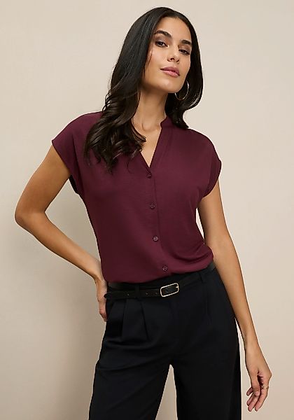 Tamaris Kurzarmshirt mit Knopfleiste und Stehkragen, elastisches Material günstig online kaufen