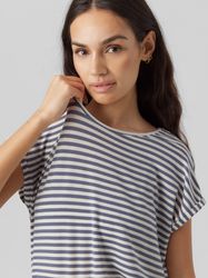Vero Moda Rundhalsshirt "VMAVA PLAIN SS TOP STRIPE GA JRS NOOS" günstig online kaufen