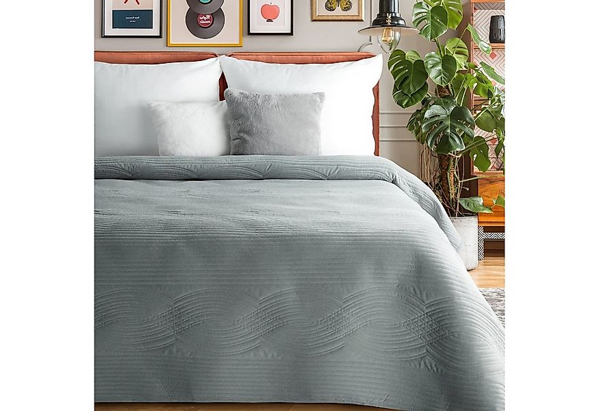 Eurofirany Tagesdecke VELVET, Steppdecke Samtdecke Karomuster Weicher Überw günstig online kaufen