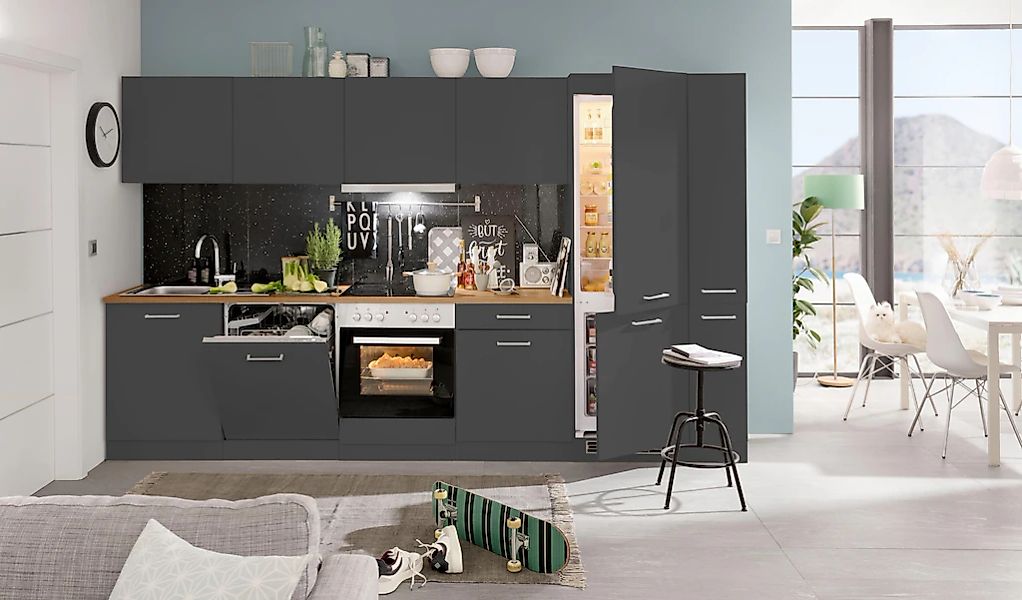 KOCHSTATION Küchenzeile "KS-Kehl" mit E-Geräten, 330cm, inkl. Kühl/Gefrierk günstig online kaufen