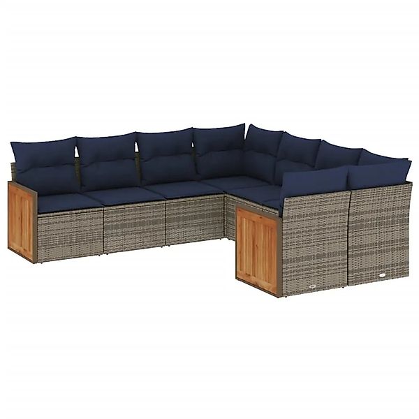 vidaXL 8-Tlg Gartensofa-Set mit Kissen Grau Polyrattan 3228238 günstig online kaufen