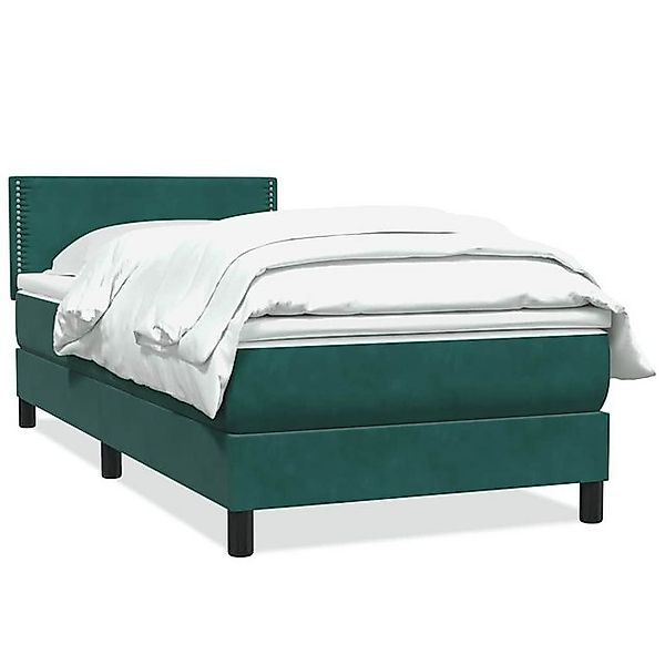 vidaXL Boxspringbett, Boxspringbett mit Matratze Dunkelgrün 100x210 cm Samt günstig online kaufen