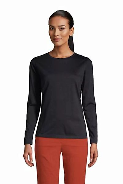 Supima-Shirt, Langarm, Damen, Größe: 48-50 Normal, Schwarz, Baumwolle, by L günstig online kaufen
