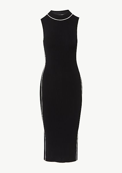 Comma Maxikleid Figurbetontes Rippstrickkleid mit Kontrastdetails günstig online kaufen