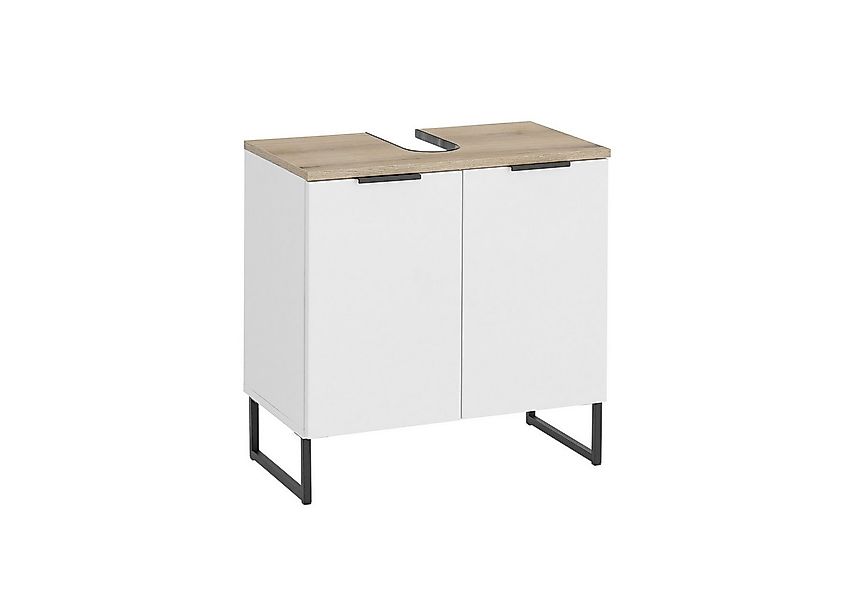 PREISBRECHER Waschbeckenunterschrank Denver 2 Türen, weiß matt / Evoke Eich günstig online kaufen