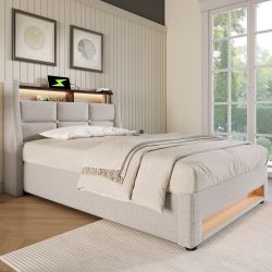 OKWISH Polsterbett Bett (LED Einzelbett mit günstig online kaufen