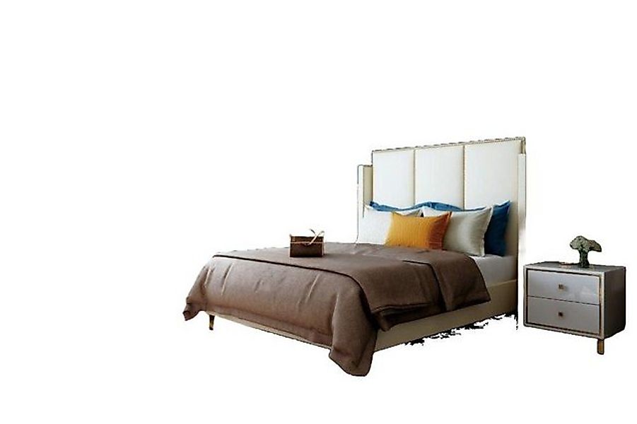 JVmoebel Bett Doppelbett Betten Leder Polster Schlafzimmer Ehe Weiß, Made i günstig online kaufen