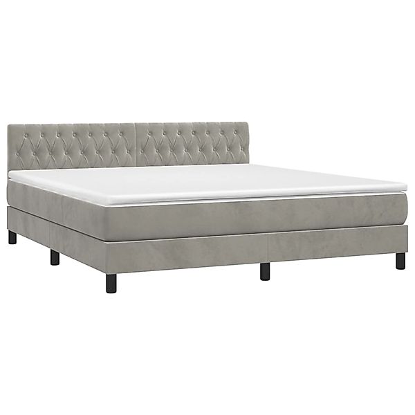 vidaXL Boxspringbett mit Matratze & LED Hellgrau 160x200 cm Samt 3134591 günstig online kaufen