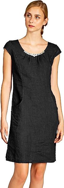 Caspar Sommerkleid SKL018 knielanges Damen Sommer Leinenkleid mit Perlmutt günstig online kaufen