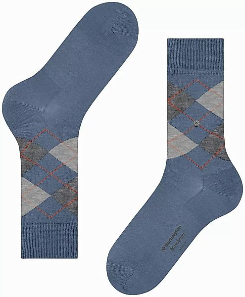 Burlington Manchester Socken Kariert Blau 6274 - Größe 40-46 günstig online kaufen