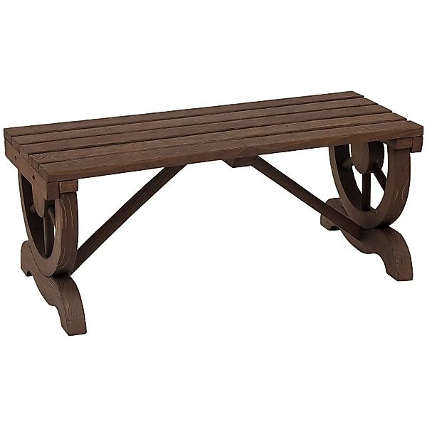 Outsunny Gartenbank Tannenholz Braun 98L x 50B x 39,5H cm günstig online kaufen
