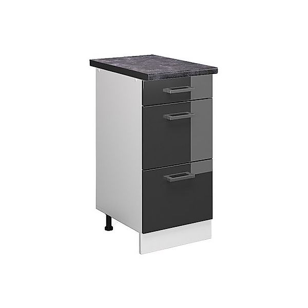 Vicco Küchenunterschrank R-Line Anthrazit Hochglanz/Weiß 40 cm mit Schublad günstig online kaufen