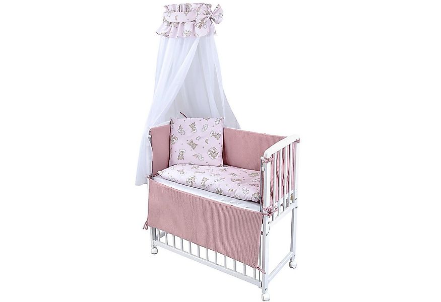Baby-Delux Beistellbett Babybett Waffelpique Bärchen Rosa, Stillbett 90x40 günstig online kaufen